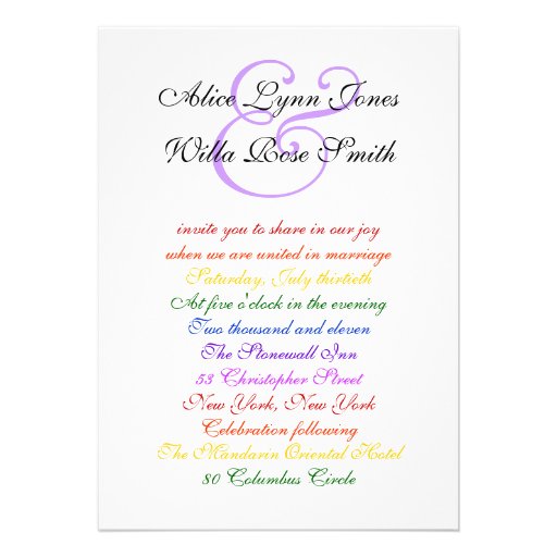 5x7 Gay Wedding Rainbow LGBT Pride Basic Paper Custom Announcements
