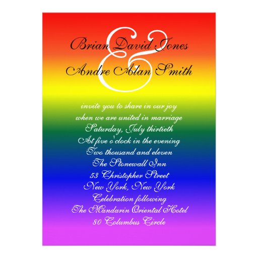 5x7 Gay Wedding Rainbow LGBT Pride Basic Paper Invitations