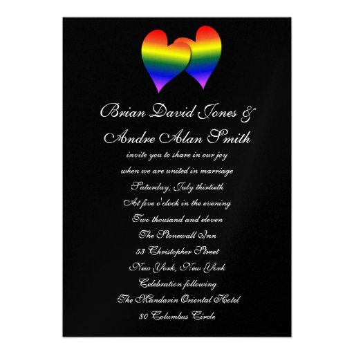 5x7 Gay Wedding Rainbow LGBT Pride Metallic Paper Invitations