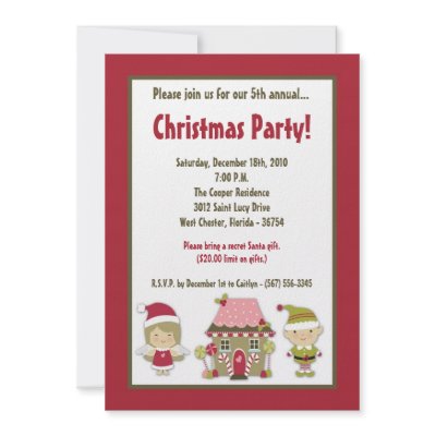 5x7 Gingerbread House Christmas Party Invitation by AnnLeeDesigns