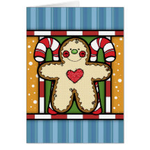 5x7 Gingerbread Man Christmas Greeting Card