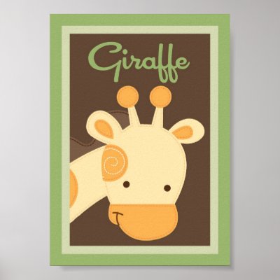 5x7 "Giraffe" Jungle Safari Baby Bedding Wall Art Posters