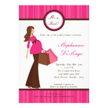 5x7 Girl Modern Mod Mom Baby Shower Invitation