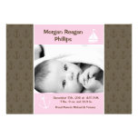 5x7 Girl Nautical Sailing PHOTO Birth Announcement