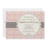5x7 Girl Pink Damask Lace Bridal Shower Invitation