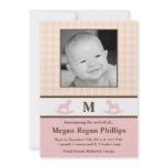 5x7 Girl Pink Monogram PHOTO Birth Announcement