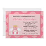 5x7 Girl Pink Polka Dot Pig Baby Shower Invitation