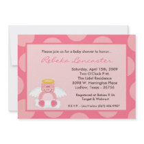 5x7 Girl Pink Polka Dot Pig Baby Shower Invitation
