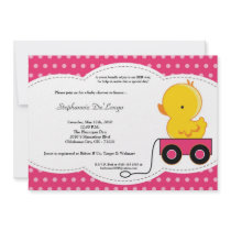 5x7 Girl Pink Polkadot Duck Baby Shower Invitation