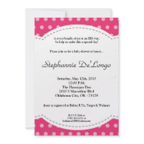 5x7 Girl Pink Polkadot Poke Baby Shower Invitation