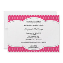 5x7 Girl Pink Polkadot Poke Baby Shower Invitation