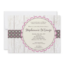 5x7 Girl Pink Polkadot Poke Baby Shower Invitation