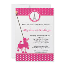 5x7 Girl Pink Poodle Paris Baby Shower Invitation