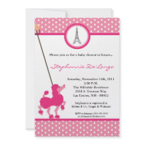5x7 Girl Pink Poodle Paris Baby Shower Invitation