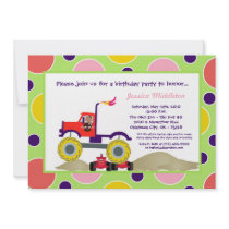 5x7 Girl Punk 4x4 Truck Birthday Party Invitation