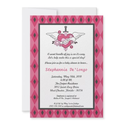 5x7 Girl Punk Rock Tattoo Baby Shower Invitation by AnnLeeDesigns