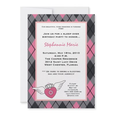 5x7 Girl Punk Tattoo EMO Birthday Party Invitation by AnnLeeDesigns