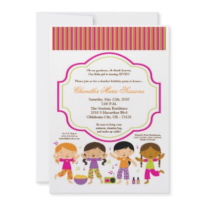 5x7 Girl Slumber Make Up Birthday Party Invitation by thepapergenius