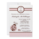 5x7 Girly Pink Lady Bug Baby Shower Invitation