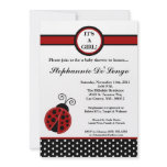 5x7 Girly Red Lady Bug Baby Shower Invitation