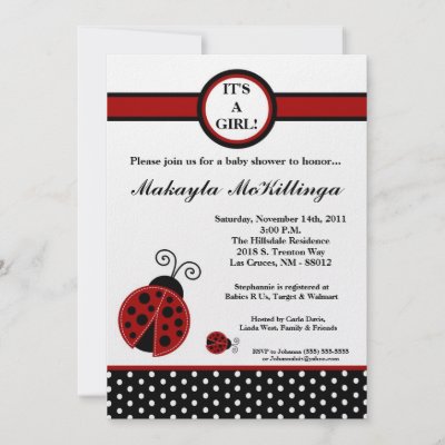  Baby Shower Invitations on 5x7 Girly Red Lady Bug Baby Shower Invitation From Zazzle Com