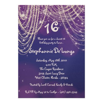 5x7 Glitz Glimmer Sweet 16 Birthday Invitation