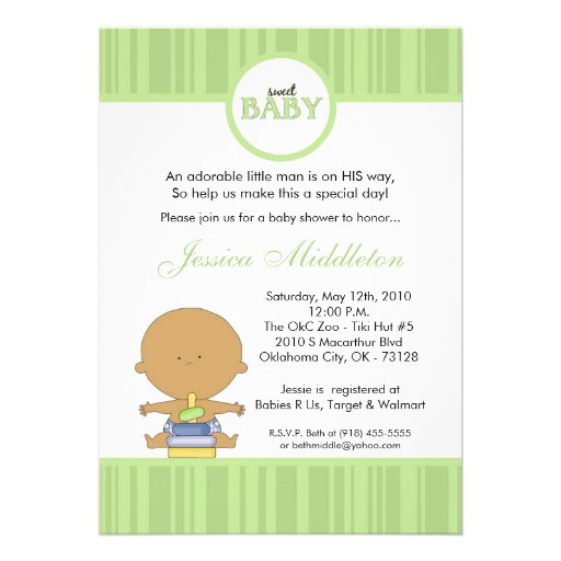 5x7 Green Latino Baby Boy Baby Shower Invitation from Zazzle.com