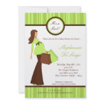 5x7 Green Modern Mod Mom Baby Shower Invitation