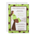 5x7 Green Modern Mod Mom Baby Shower Invitation