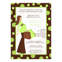 5x7 Green Modern Mod Mom Baby Shower Invitation