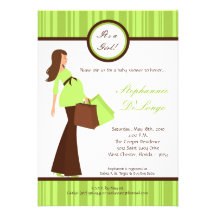 5x7 Green Modern Mod Mom Baby Shower Invitation