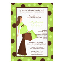 5x7 Green Modern Mod Mom Baby Shower Invitation