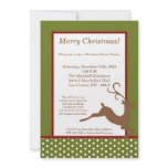 5x7 Green Red Reindeer Christmas Party Invitation
