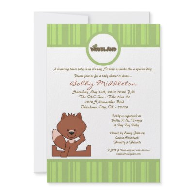 5x7 Green Woodland Fox Baby Shower Invitation by thepapergenius