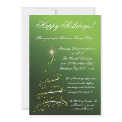 5x7 Green XMAS Tree Christmas Party Invitation by thepapergenius