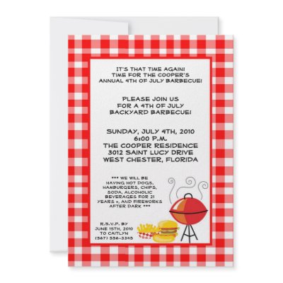 5x7 Grill Food Summer Hamburge Barbecue Invitation by AnnLeeDesigns