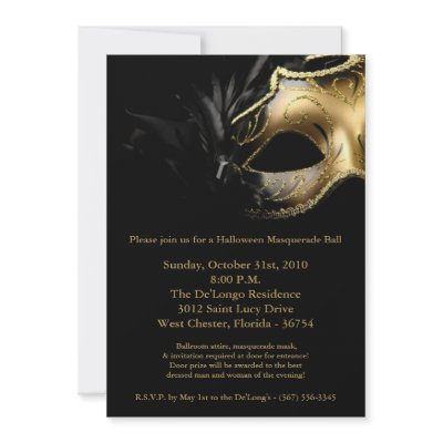 5x7 Halloween Masquerade Ball Mask Invitation (10-pack)