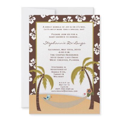5x7 Hawaiian Hammock Toucan Baby Shower Invitation by AnnLeeDesigns