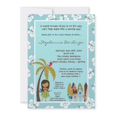 5x7 Hawaiian Luau Tropical Baby Shower Invitation by AnnLeeDesigns