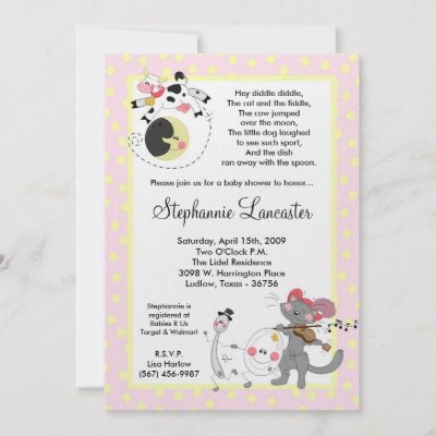 Baby Shower Nursery Rhyme Games on This 5x7 Sized Hey Diddle Diddle Nursery Rhyme Baby Shower Invitation