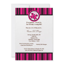 5x7 Hot Pink Butterfly Birthday Party Invite