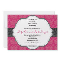5x7 Hot Pink Damask Cheetah Baby Shower Invitation