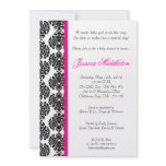 5x7 Hot Pink Damask Lace Baby Shower Invitation