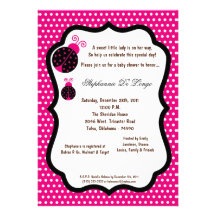 5x7 Hot Pink Lady Bug Baby Shower Invitation