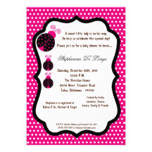 5x7 Hot Pink Lady Bug Baby Shower Invitation