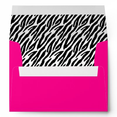 5x7 Hot Pink Outside Zebra Print Inside Envelope by AnnLeeDesigns