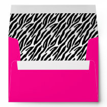 5x7 Hot Pink Outside Zebra Print Inside Envelope