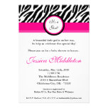 5x7 Hot Pink Zebra Print Baby Shower Invitation
