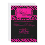 5x7 Hot Pink Zebra Print Birthday Party Invitation