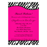 5x7 Hot Pink Zebra Sweet16 Birthday Party Invite invitations